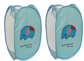 Winner Full Size Rectangular Light Blue Foldable Laundry Basket - Laundry Bag for Organizing Cloths Pack of 2