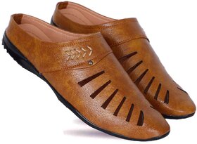 Mr Cobbler Men Tan Daily Wear Slip on Sandals