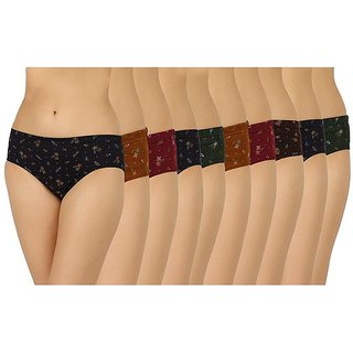 (PACK OF 10) Women's  Pure Soft  Comfort Daily Wear Panties - Assorted Color  Prints