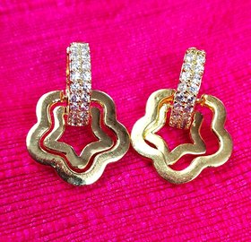 Designer 18K AD Indo Western Party Fashion Star Flower Earrings