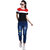 BuyNewTrend Roll Up Dark Blue Drawstring Printed Jeans For Women