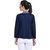 BuyNewTrend Open Front Navy Blue Striped Cotton Short Shrug For Women