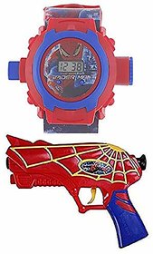 VEEJEE Digital Spider Man Projector Watch  Soft Dart Bullets Gun for Boy's and Girl's (Multicolour)