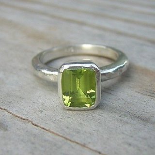                       CEYLONMINE- Natural Peridot Silver Plated Ring Original  Certified Peridot Stone Ring                                              