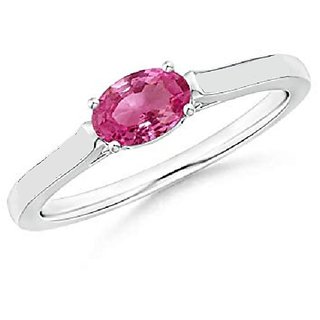                       Original  Lab Certified Stone Pink Sapphire Silver Plated Ring By CEYLONMINE                                              