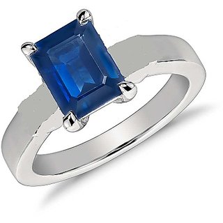                       Blue sapphire/ Neelam 7.25 Ratti Stone Silver Plated Ring Original  Certified Stone Blue Sapphire Ring By CEYLONMINE                                              