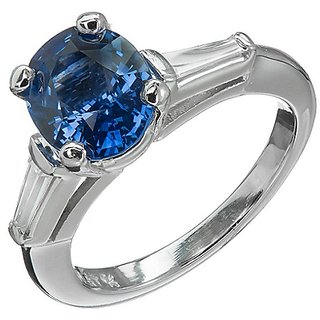                       Unheated  natural Blue sapphire/Neelam Stone silver Plated Ring Certifief Stone 6.25 Ratti Neelam Ring By CEYLONMINE                                              
