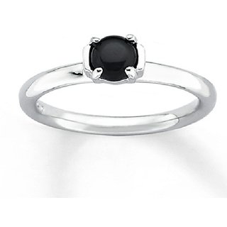                       Original  lab Certified Black Agate/Sulemani Hakik Silver Plated Ring For Astrological Purpose By CEYLONMINE                                              