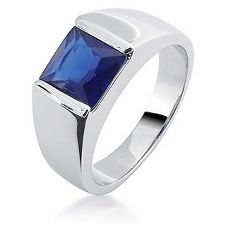                       Natural Blue Sapphire Silver Plated Ring Original  Lab Certified Neelam 7.25 Ratti Stone Ring By CEYLONMINE                                              