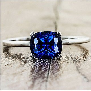                       Original Stone Blue Sapphire 5.25 Ratti Stone Silver Plated Ring Lab Certified Stone Neelam Ring By CEYLONMINE                                              