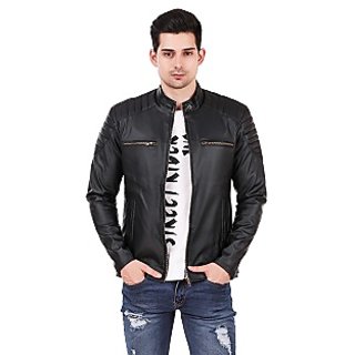                       Leather Retail Black Designer Digital Printed Faux Leather Jacket For Mans                                              