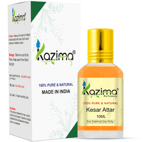 KAZIMA Kesar Attar Perfume For Unisex - Pure Natural (Non-Alcoholic) (10ml)