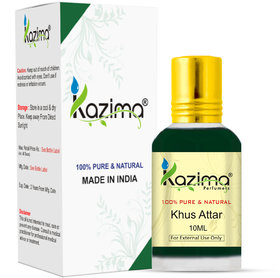 KAZIMA Khus Attar Perfume For Unisex - Pure Natural (Non-Alcoholic) (10ml)