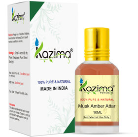 KAZIMA Musk Amber Attar Perfume For Unisex - Pure Natural (Non-Alcoholic) (10ml)