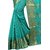 Indian Beautyful Women's Green Chanderi Cotton Art Silk Embellished Traditional Party Wear Sarees With Blouse