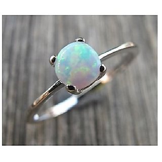                       100 Original  Certified Stone Opal  Silver Plated Ring For Astrological Purpose  BY CEYLONMINE                                              