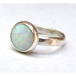                       6.25 Ratti Opal Ring Unhetaed  Untreated Stone Opal Silver Plated Ring For Unisex By CEYLONMINE                                              