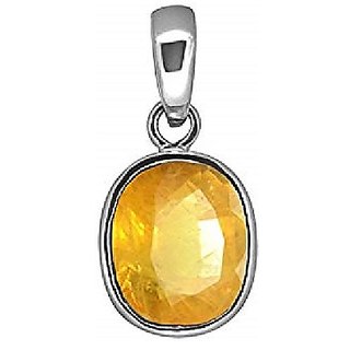                       Unheated  Untreated stone Yellow Sapphire 5.25 Ratti Precious Stone Pendant Silver Plated By CEYLONMINE                                              