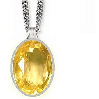                       Natural Yellow Sapphire Pendnat Original And Unheated Precious Stone Pukhraj 6.25 Ratti Pendant By CEYLONMINE                                              