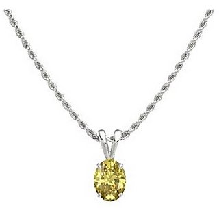                       CEYLONMINE- Yellow Sapphire/Pukhraj Silver Plated Pendant For Astrological Purpose                                              