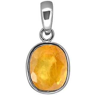 Precious Stone Yellow Sapphire Silver Plated Pendant 5.25 Ratti Pukhraj Pendant By CEYLONMINE Precious Stone Yellow Sapphire Silver Plated Pendant 5.25 Ratti Pukhraj Pendant By CEYLONMINE