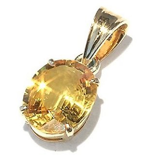                       Astrological Stone Yellow Sapphire Gold Plated Pendant Pukhraj 7.25 Ratti Stone Pendant For Unisex By CEYLONMINE                                              