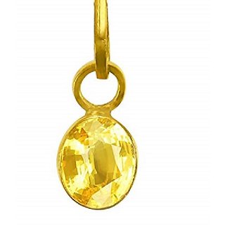                       Yellow Sapphire/Pukhraj Pendant 6.25 Carat Natural  Original Stone Yellow Sapphire Gold Plated pendant By CEYLONMINE                                              