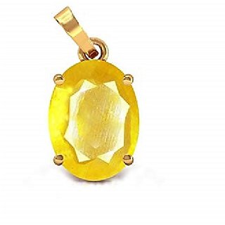                       Precious Stone Yellow Sapphire Gold Plated Pendant 5.25 Carat Pukhraj Pendant By CEYLONMINE                                              