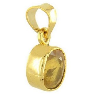                       Original Yellow Sapphire 5.25 Carat Stone Gold Plated Pendant For Astrological Purpose By CEYLONMINE                                              