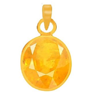                       CEYLONMINE- 5.75 Carat Yellow Sapphire/Pukhraj Gold Plated Pendant For Astrological Purpose                                              