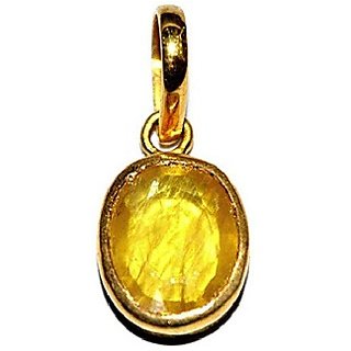                       Original Yellow Sapphire 6.25 Ratti Gemstone Pendant Lab Certified  Effective Stone Pukhraj Pendant By CEYLONMINE                                              