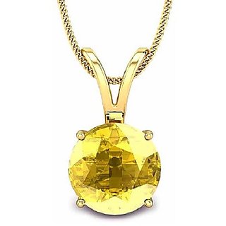                       Lab Certified Original Pukhraj Pendant unheated Yellow Sapphire Gold Plated Pendant For Astrological Purpose By CEYLONMINE                                              