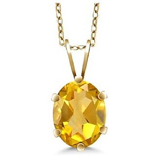                       Astrological Stone Yellow Sapphire Gold Plated Pendant Pukhraj 7.25 Ratti Stone Pendant For Unisex By CEYLONMINE                                              