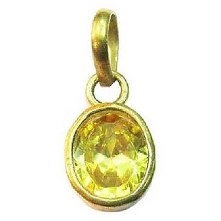                       Precious Stone Yellow Sapphire Gold Plated Pendant 5.25 Carat Pukhraj Pendant By CEYLONMINE                                              