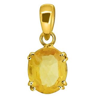                       6.25 Carat Natural Yellow Sapphire/Pukhraj Gold Plated Pendant For Astrological Purpose By CEYLONMINE                                              