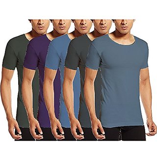 Different One  Men's Cotton Half Sleeve  Vest - Pack of 5 - Multi - Color