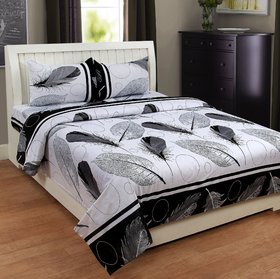 SHAKRIN Printed Glace Cotton Double Bedsheet With 2 Pillow Covers