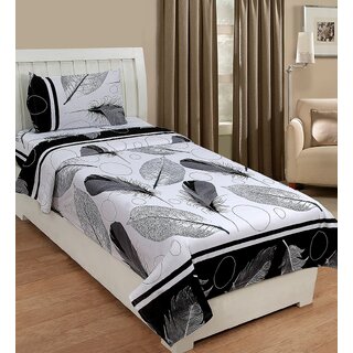 SHAKRIN Printed Glace Cotton Single Bedsheet With 1 Pillow Cover