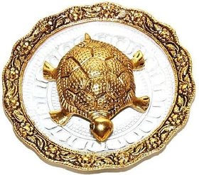 Metalcrafts Turtle in plate, chinese vastu, 15 cm