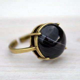                       CEYLONMINE- Natural Balck Agate 7.25 Carat Stone Ring Original  Certified stone Sulemani Hakik Ring For Unisex                                              