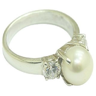                       CEYLONMINE- Pearl Ring Original & Lab Certified Stone Moti Ring For Astrological Purpose                                              