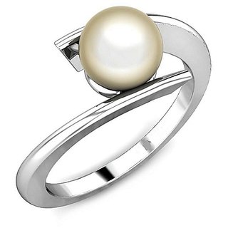                       Pearl/Moti Silver Plated Ring 5.25 Carat Stone Ring Lab Certified Stone Ring By CEYLONMINE                                              