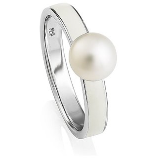                       Natural 7.25 Ratti Stone Pearl Ring Lab Certified Stone Moti Silver Plated Adjustable Ring By CEYLONMINE                                              