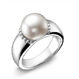                       Pearl Ring Original  Certified Gemstone Moti Silver Plated Ring By CEYLONMINE                                              