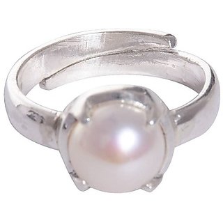                       CEYLONMINE- Pearl Ring Original  Lab Certified Stone Moti Ring For Astrological Purpose                                              