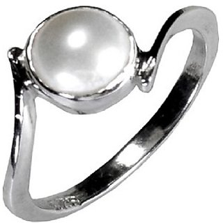                       6.25 Ratti Moti Ring Unhetaed  Untreated Stone Pearl Silver Plated Ring For Unisex By CEYLONMINE                                              