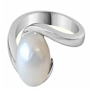                       Original 5.25 Ratti Pearl/Moti Silver Plated Ring For Astrological Purpose BY CEYLONMINE                                              