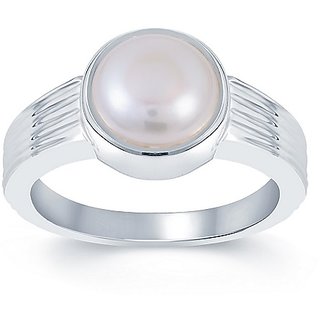                       Pearl 6.25 Ratti  Stone Silver Plated Ring Original  Effective Stone Ring BY CEYLONMINE                                              