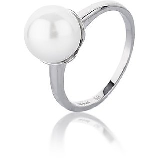                       Original 6.25 Ratti Pearl/Moti Silver Plated Ring For Astrological Purpose BY CEYLONMINE                                              