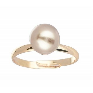                       5.25 Ratti Natural Pearl/Moti Gold Plated Ring For Unisex By CEYLONMINE                                              